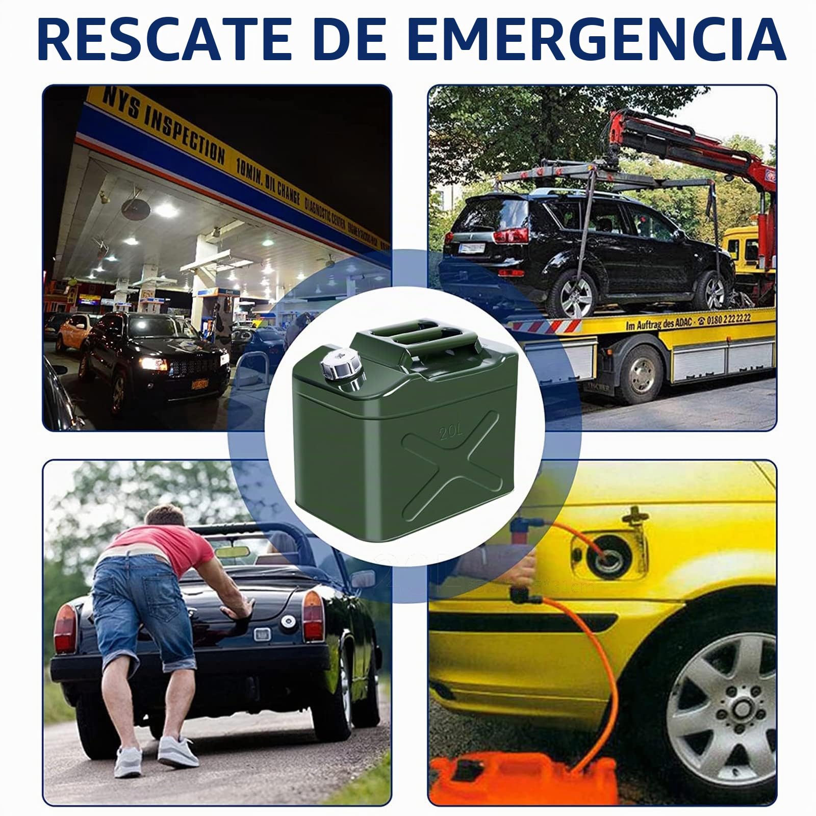 Latierra Bidón de gasolina de metal de 20 litros, hasta 4 veces más rápido que los bidones convencionales, para gasolina y diésel, certificado UN