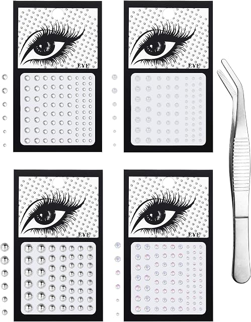 ADRAMATA 4 Sheets Face Gems Eye Body Rhinestones Crystal Rhinestone Stickers for Women Festival Accessory Makeup Decorations Art Nail Jewelry