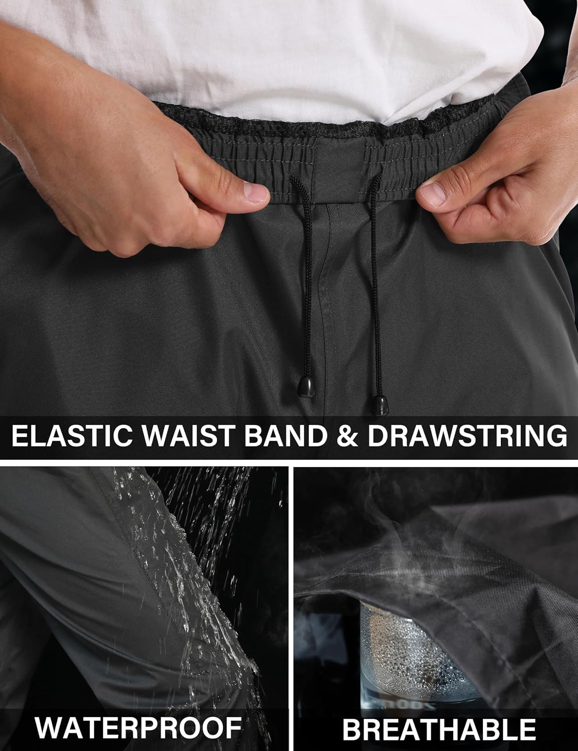 iCreek Men's Rain Pants Waterproof Windproof Lightweight Outdoor Pants