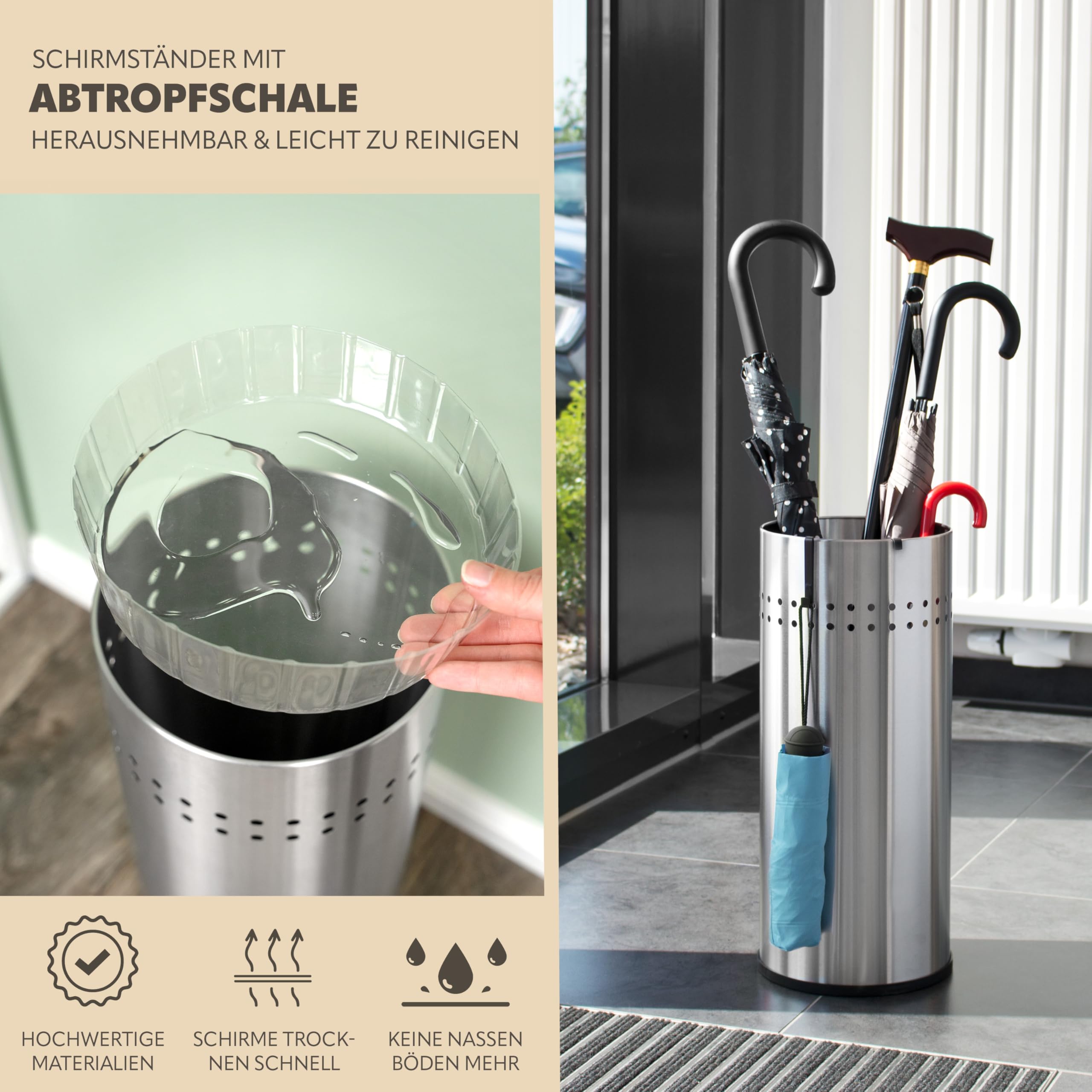 bremermann Schirmständer, Regenschirmständer, Schirmhalter (Edelstahl)