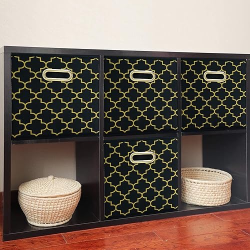 Vista 32 de Contenedores de almacenamiento de tela de tela, organizador de cubos de tela con asas dobles, cestas de almacenamiento plegables para el hogar