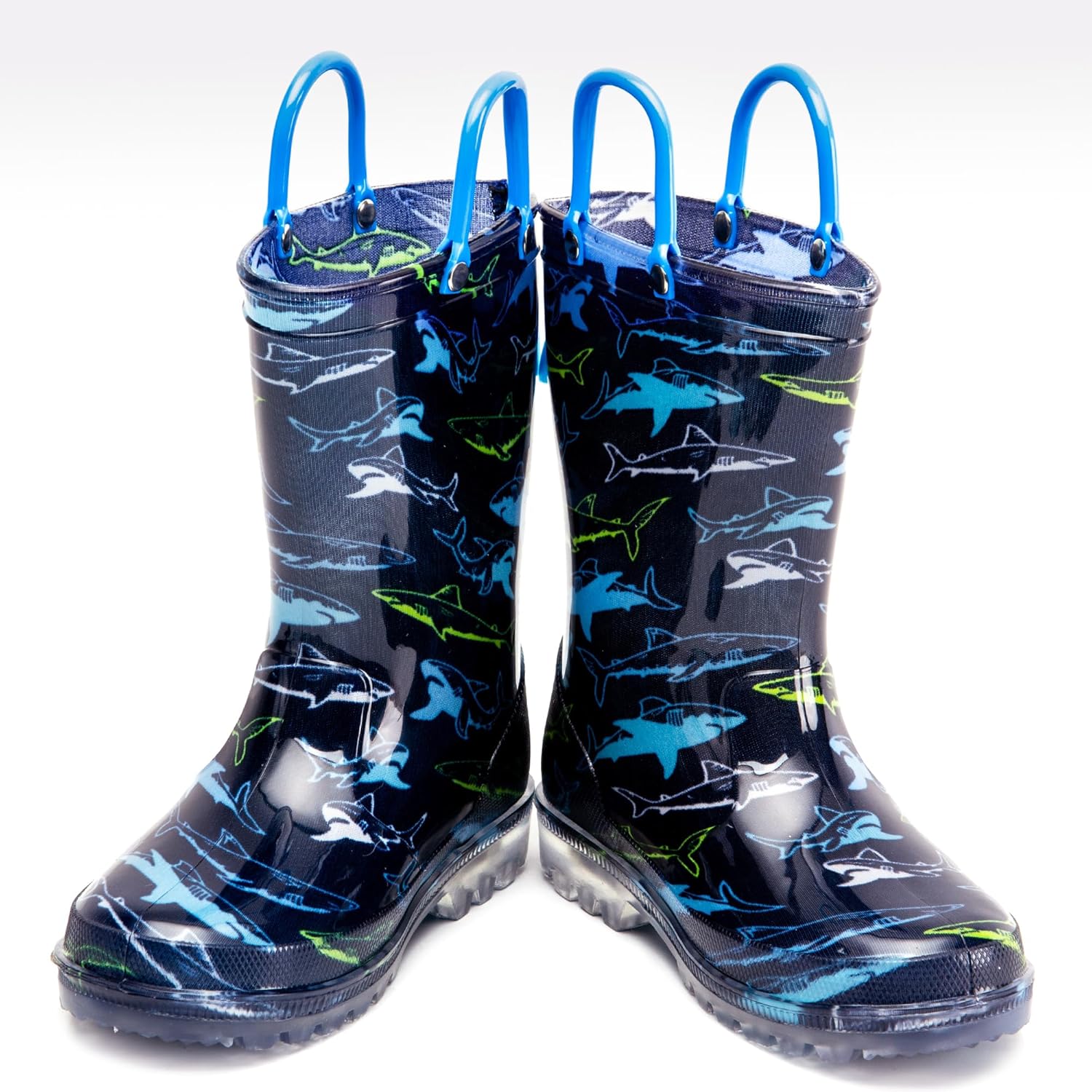 HugRain Toddler Boys Adorable SHARK Light Up Rain Boots