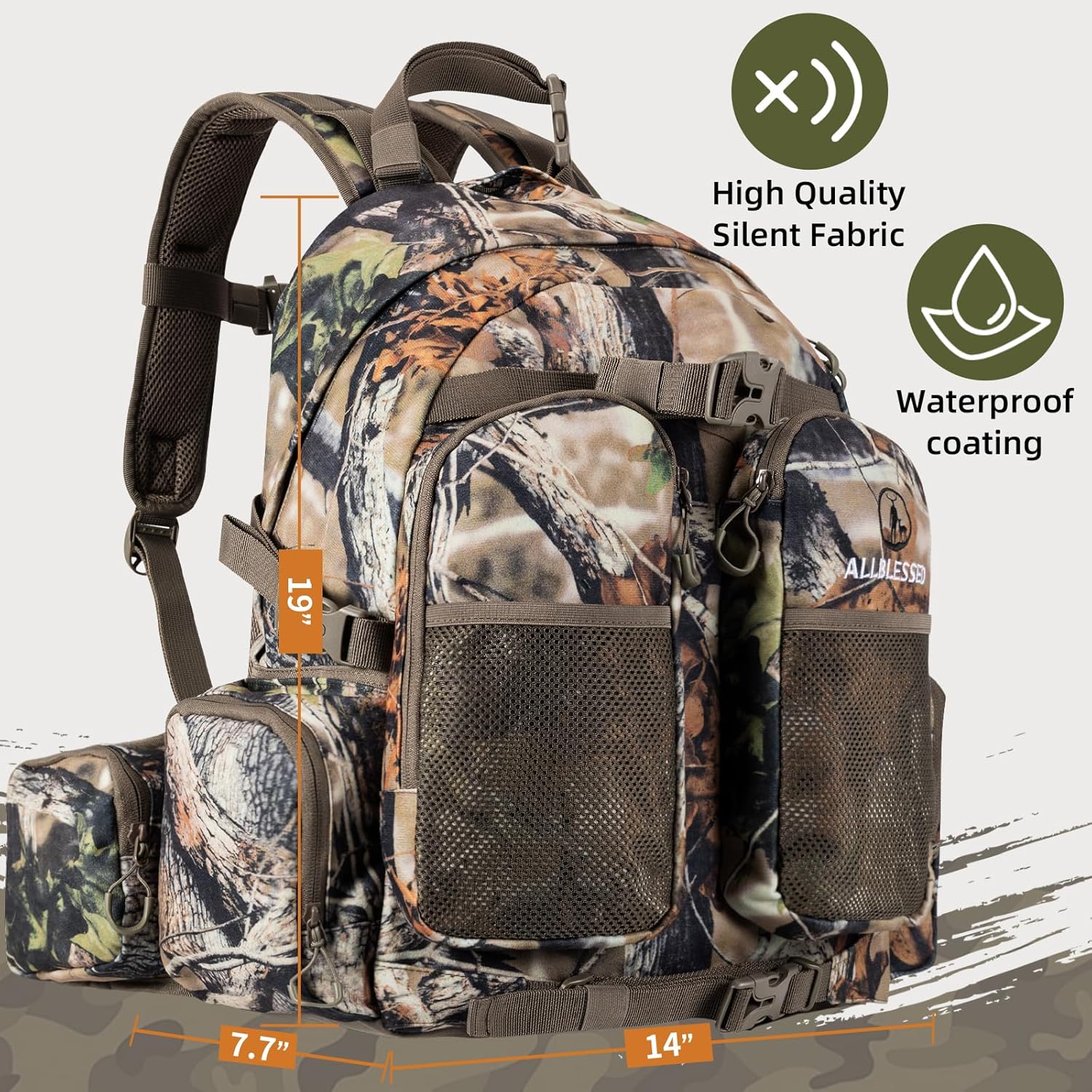 hunting backpack for men Waterproof Camo Pack Hunting gifts for men gear Hunting Day Pack-BlessedBark-35L - Image 3