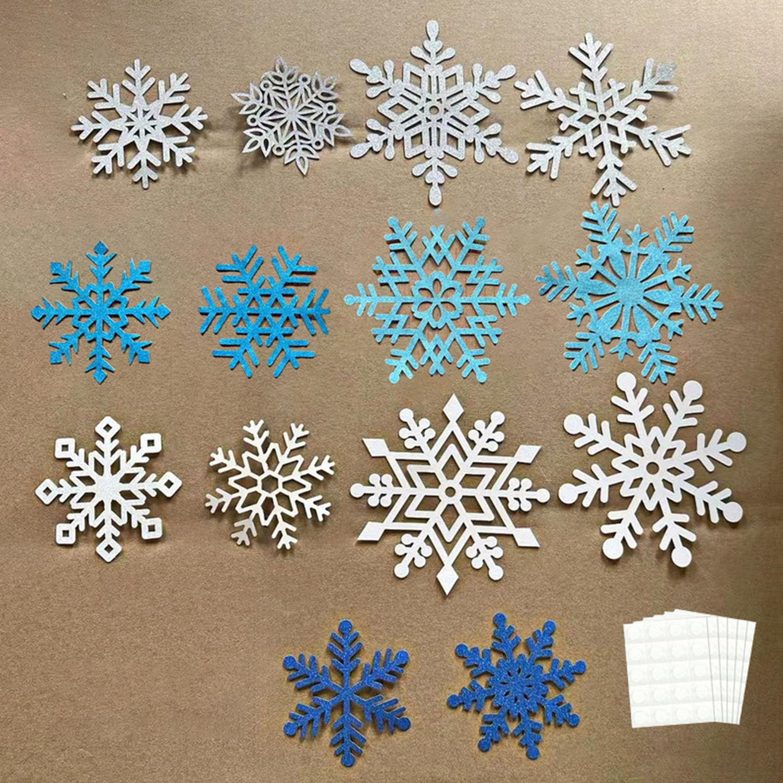 Buxuaaaa 50Pcs Intricate Snowflake Cutouts with Adhesive Backing Seasonal Bulletin Board Classroom Home Holiday Decoration Winter Classroom Bulletin Board Snowflake