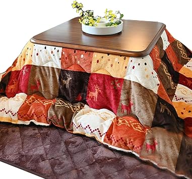 Home Kotatsu Tables Set, Japanese Kotatsus Tables with Futon Carpet Heater, Low Table Heating Kotatsu Table, Winter Heated Stove Futon TablessBrown