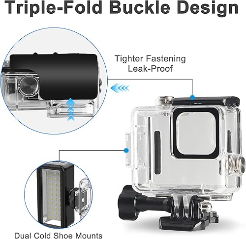 Miniatura 4 de OKFUN Funda protectora de buceo impermeable para Go Pro Hero 4K, 196 pies/196.9 ft, carcasa duradera para buceo subacuático, esnórquel, surf