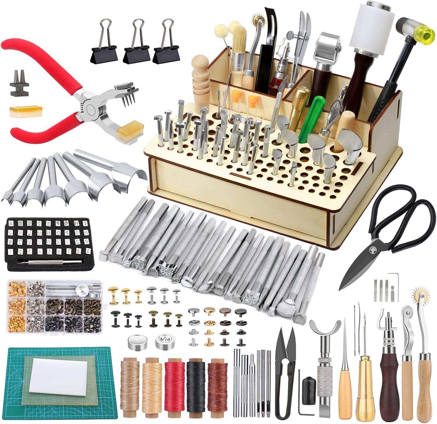 285 Pcs Leather Tool Set, Leather Craft Kit with Wood Leather Craft