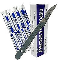 Vista 15 de Bisturíes desechables estériles (paquete de 10) - Cuchillas de acero de alto carbono tamaño #10 con mango de plástico para dermaplaning