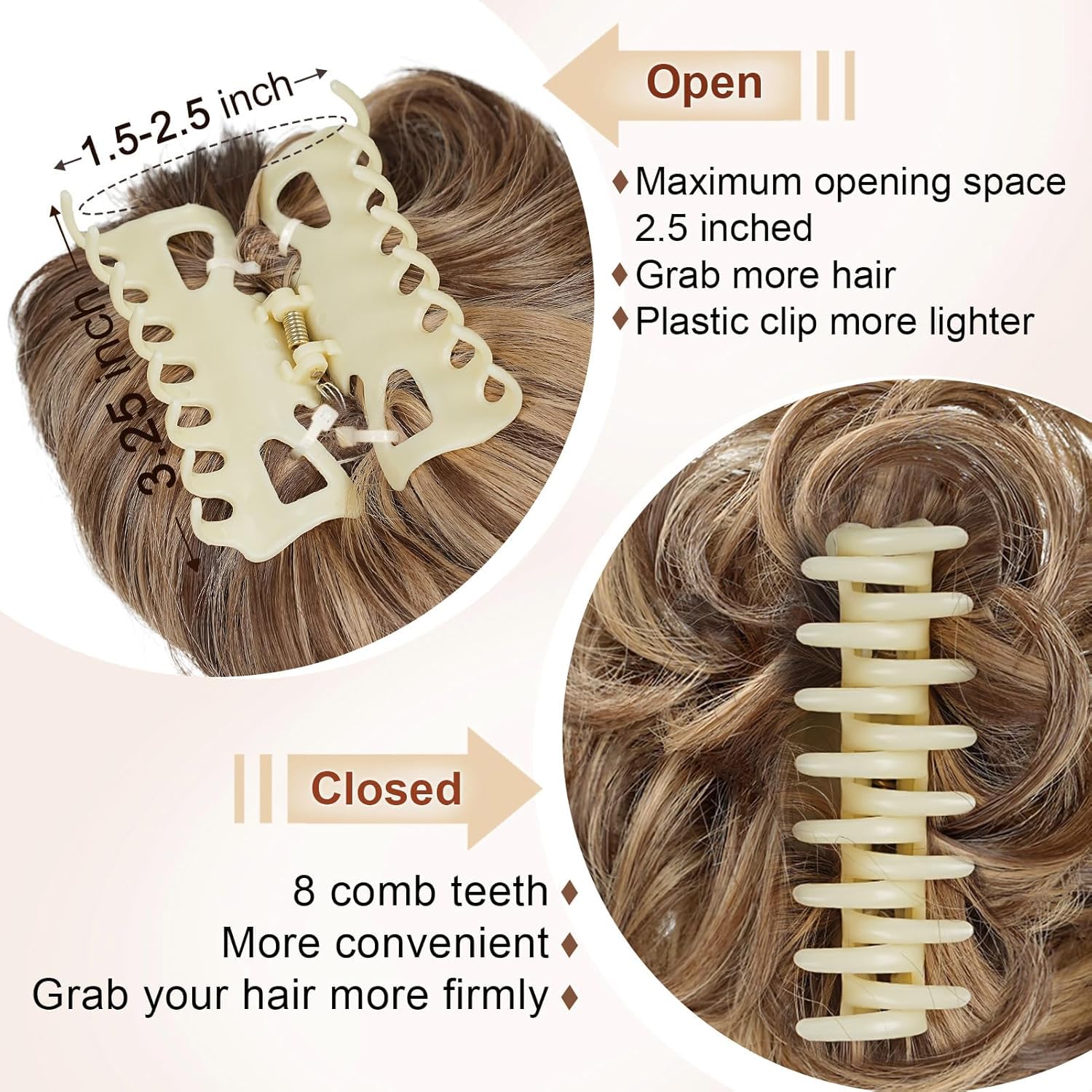 Extensiones de moño grandes y desordenadas para mujer, onduladas, rizadas, extensiones de moño falso, extensiones de cola de caballo para recoger, extensiones de cabello sintético natural, 8