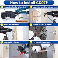 Vista 4 de Muzata Kit de accesorios de barandilla de cable de 1/8 pulgadas, tensor de palanca de swage para poste de madera T316 de acero inoxidable, sistema