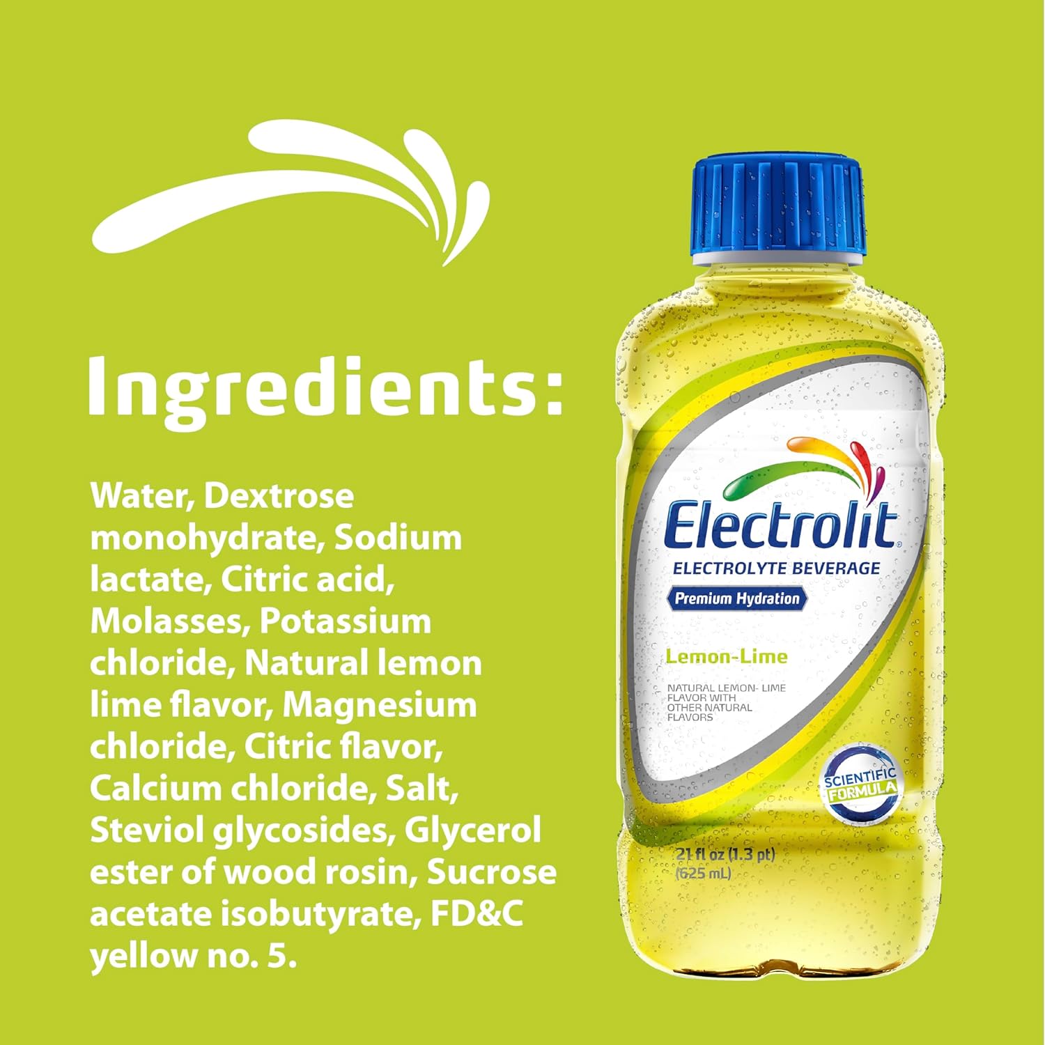 Electrolit, Electrolyte Beverage, Lemon-Lime, 21 Fl Oz bottle (Pack of 12)