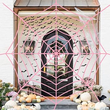 Giant Pink Spider Web Decoration 12 Ft Halloween Outdoor Indoor Decor