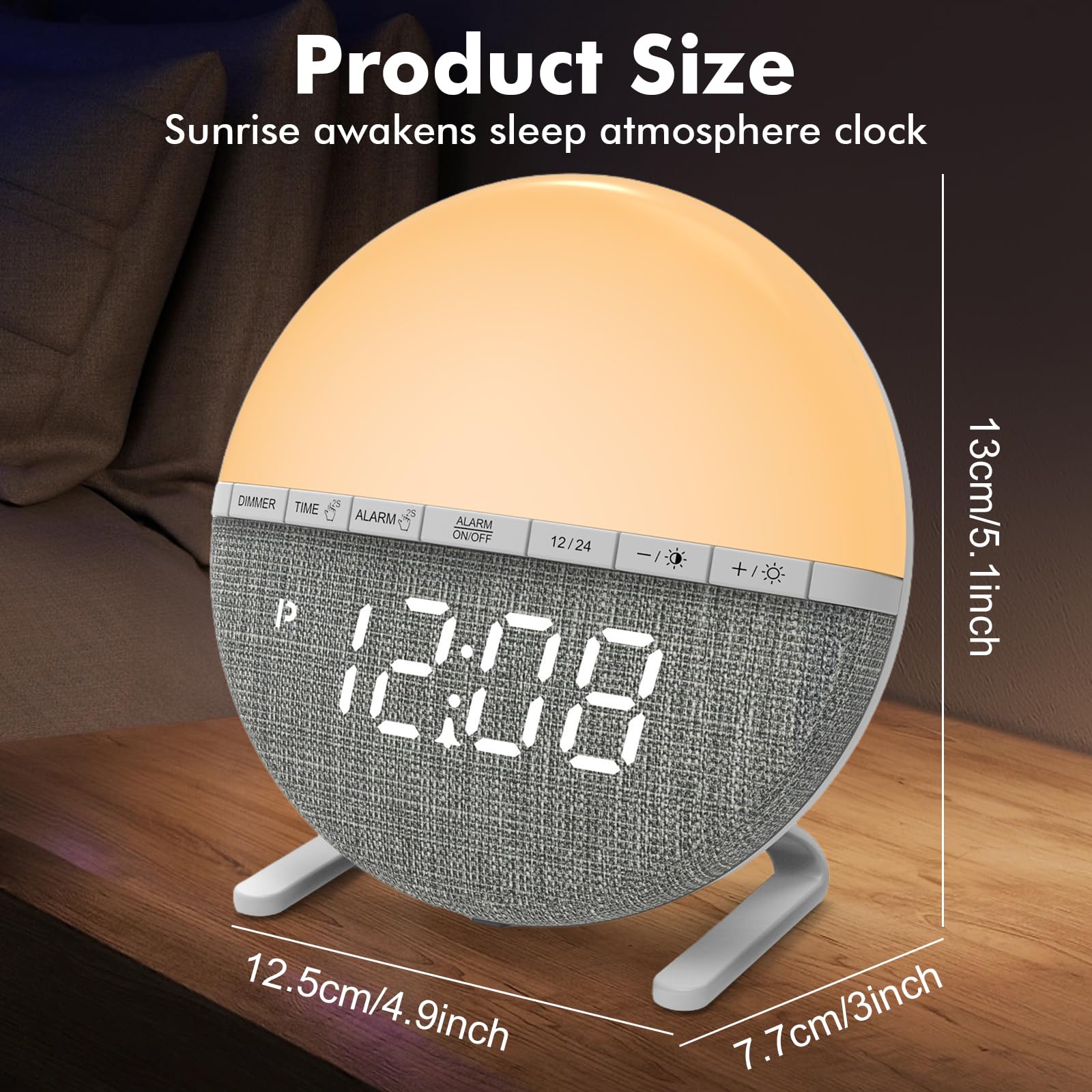 Despertador Luz Amanecer, Simulador de Amanecer con Función de Repetición, Despertador Luz Natural, Wake Up Light con 10 Niveles de Brillo, 7 Sonidos Naturales, 8 Modos de Color para Adultos y Niños