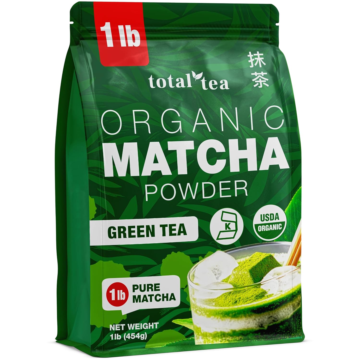 Organic Matcha Green Tea Powder 1lb Certified USDA Organic Powder for Matcha Latte Tea and Smoothies Kosher Non-Gmo