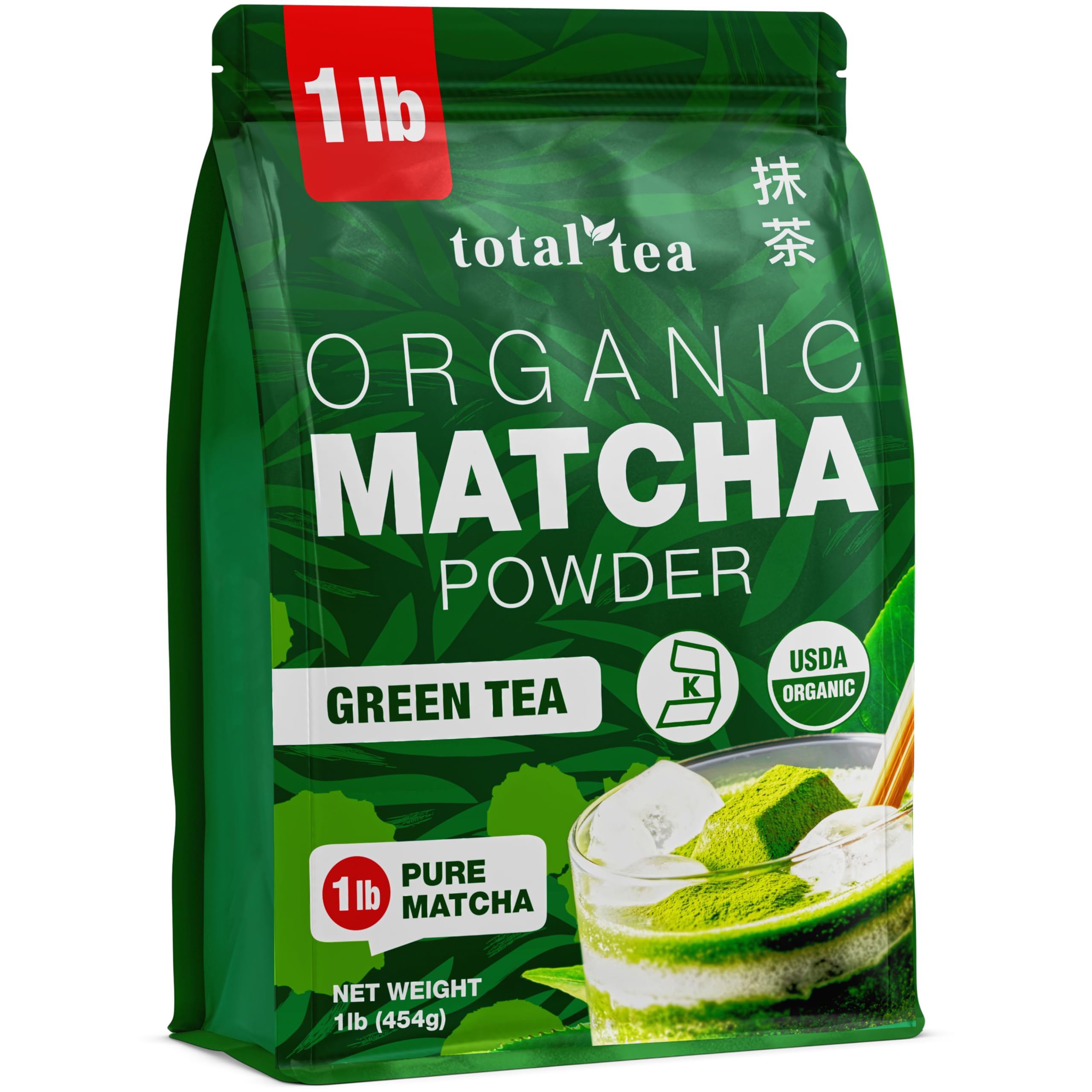 Organic Matcha Green Tea Powder 1lb Certified USDA Organic Powder for Matcha Latte Tea and Smoothies Kosher Non-Gmo