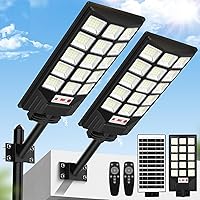 Vista 12 de Farola solar para exteriores, 20000LM 6500K sensor de movimiento impermeable LED con control remoto, iluminación de área comercial del atardecer al