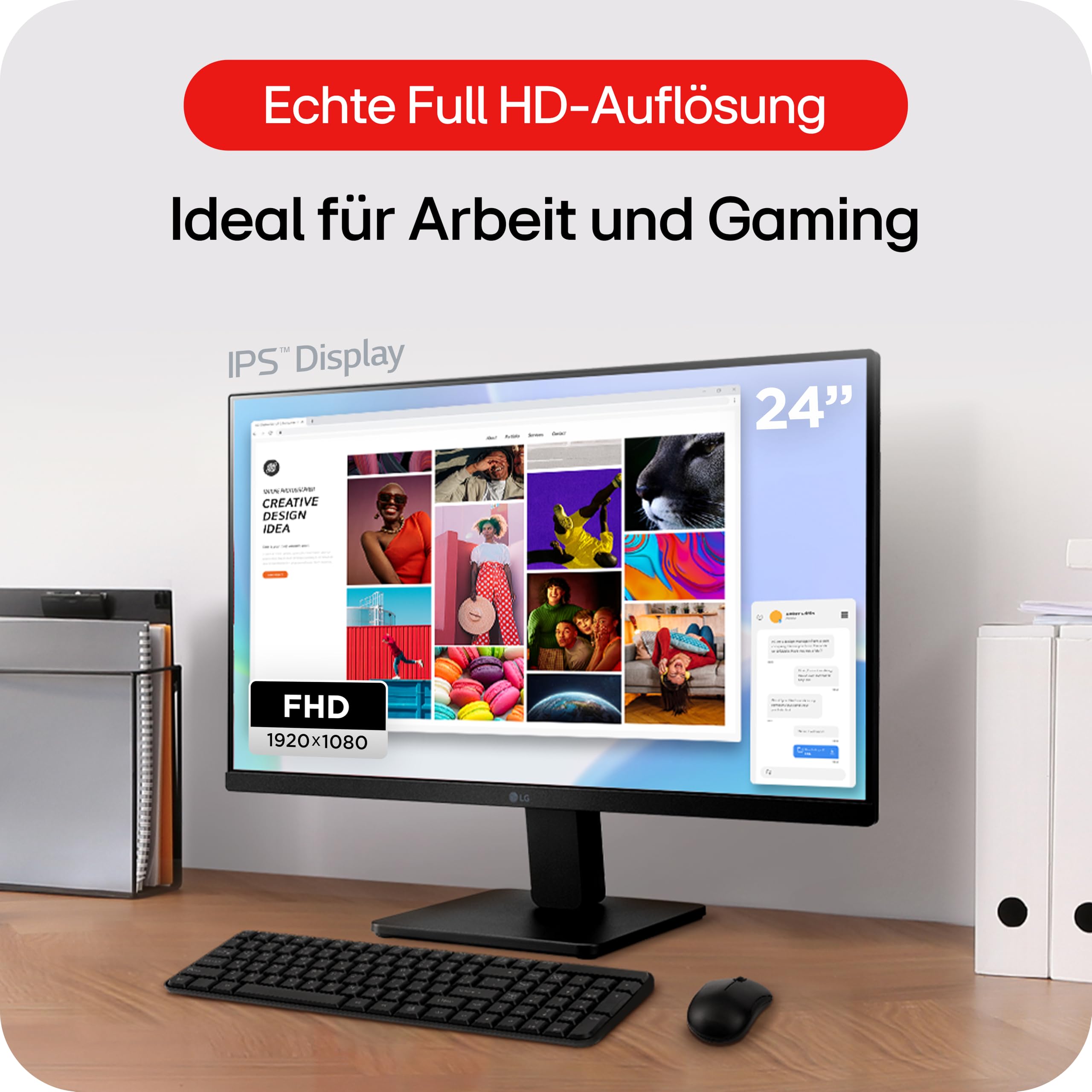 LG Electronics 24MS500-B.AEU FHD IPS-Monitor 24" (60,4cm), 1920 x 1081, 16:9, 5ms GtG, 100 Hz, 72% NTSC, Flicker Safe - Schwarz