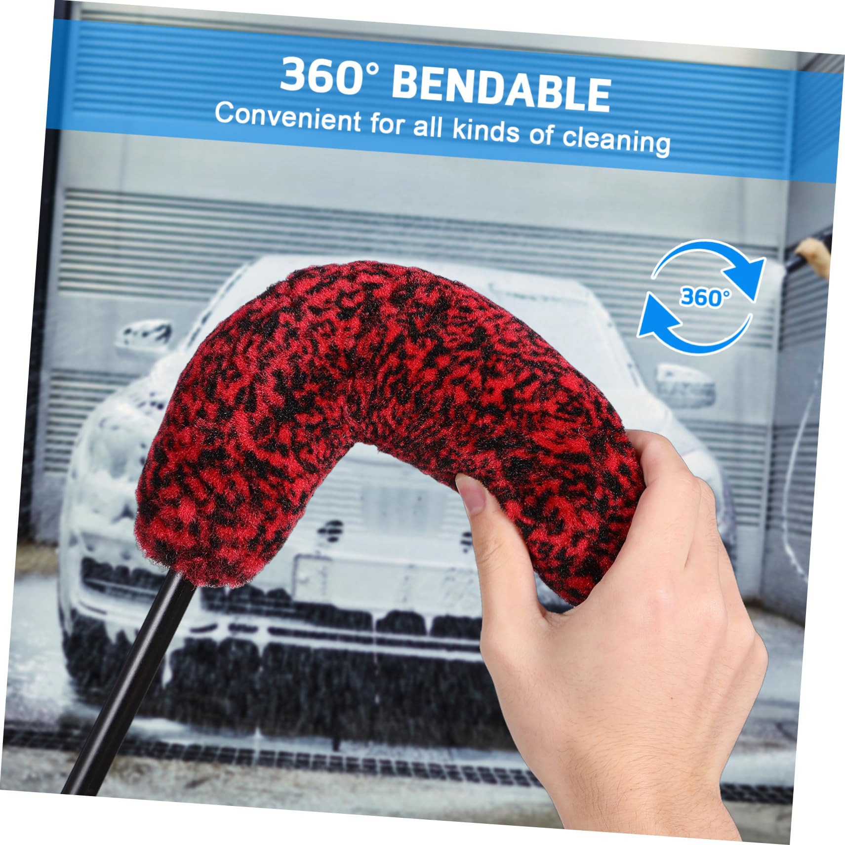 MAGICLULU 3 Series Cepillo De Limpieza De Neumáticos Automóvil Largo Lavar Cepillo para Neumáticos Cepillo De Lavado De Coche Cepillo De Rueda para Detallar Autos Lana Rojo 3 Piezas*3