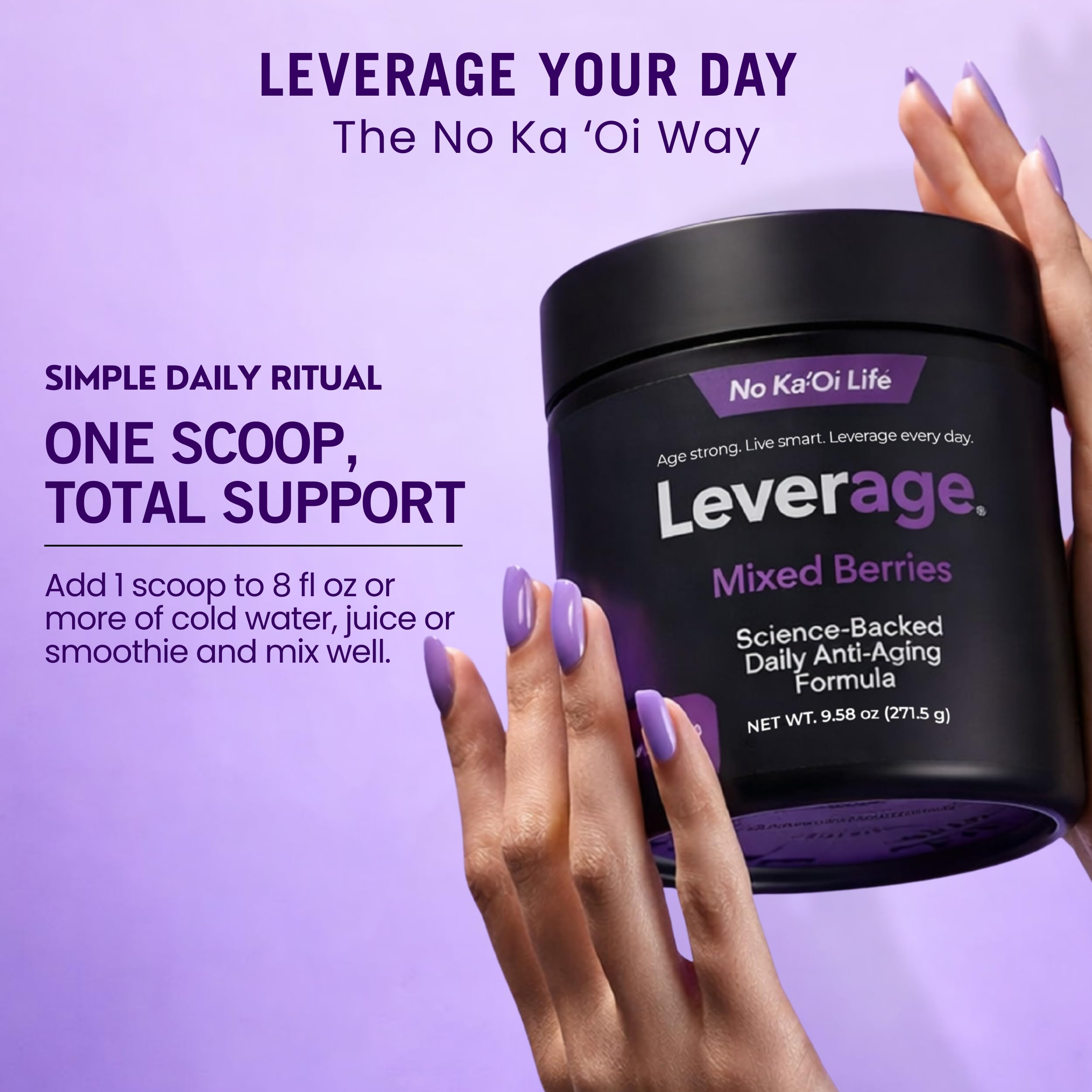 Leverage Mixed Berries Anti–Aging Supplement & Longevity Mix - Daily Wellness Multivitamin Powder with Hyaluronic Acid, L-Glycine & Magnesium for Skin, Energy, Cognitive Function & Joint–30 Servings — Amazon image 9