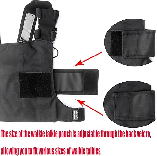 Miniatura 6 de LUITON Arnés de radio con tiras reflectantes, funda de hombro para chaleco de radio, soporte de chaleco de radio bidireccional, estuche para walkie