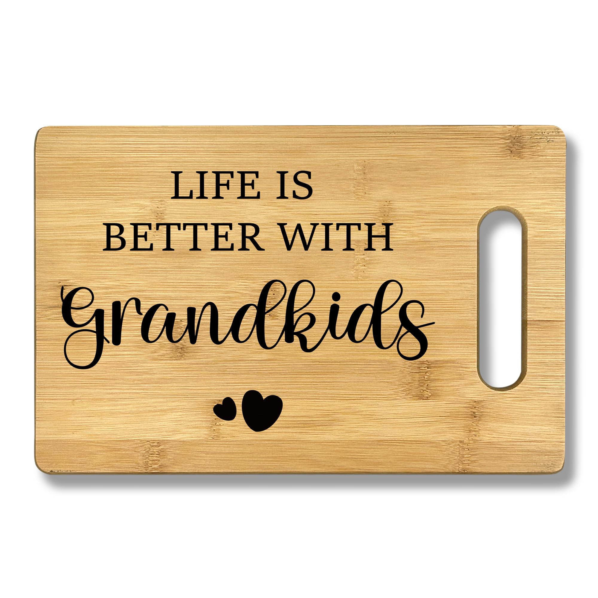 CGBHW Grandparents Gifts Wood Cutting Board, Gifts for Grandparents Grandma Grandpa from Grandkids Grandchildren, Life Is Just Better With Grandkids Wooden Chopping Board Cutting Boards for Kitchen