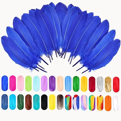 Miniatura 4 de FeelfunFeather 120 plumas de ganso azul rey de 6 a 8 pulgadas, 5.9-7.9 in, decorativas, naturales, plumas de ganso Nagoire a granel para