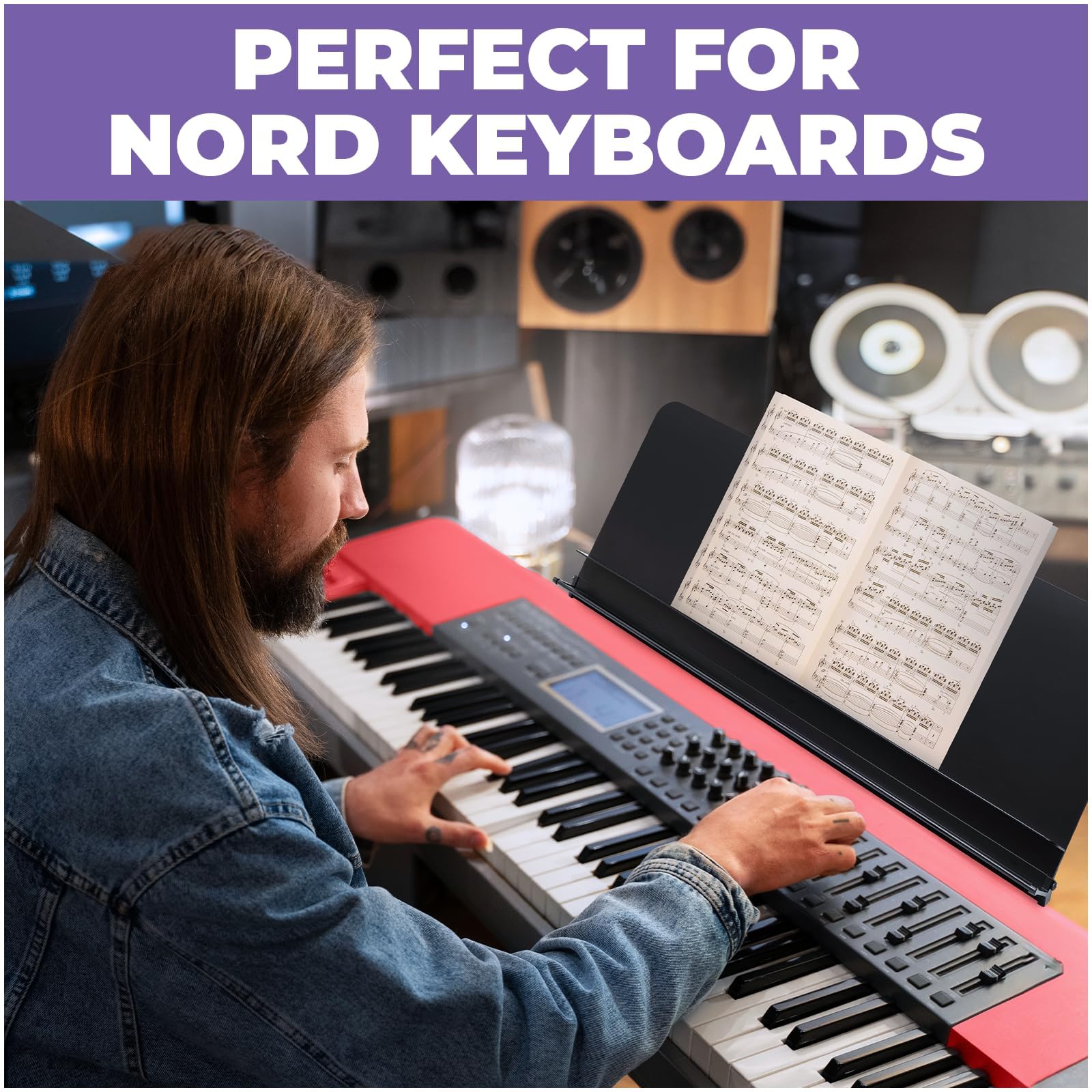Liquid Stands Notenständer für Nord-Keyboard – passend für alle Nord Grand Stages 76/88, Electros C1/C2/C2D, Klavier und mehr – verstellbarer, tragbarer, robuster breiter Notenständer für Notenblätter