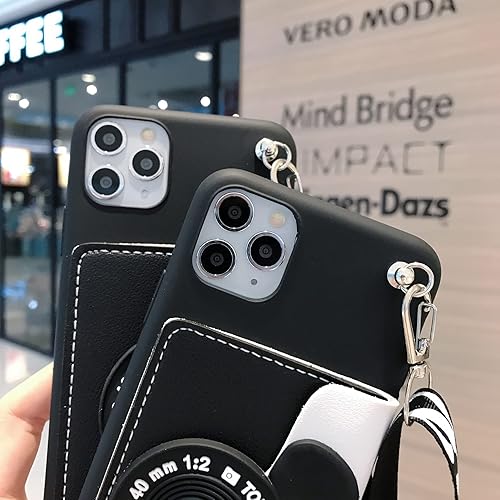 Miniatura 7 de Threesee Funda para iPhone 11 de Minnie Mouse, bonita funda para tarjeta de cámara de dibujos animados con cordón inclinado para mujeres y niñas,