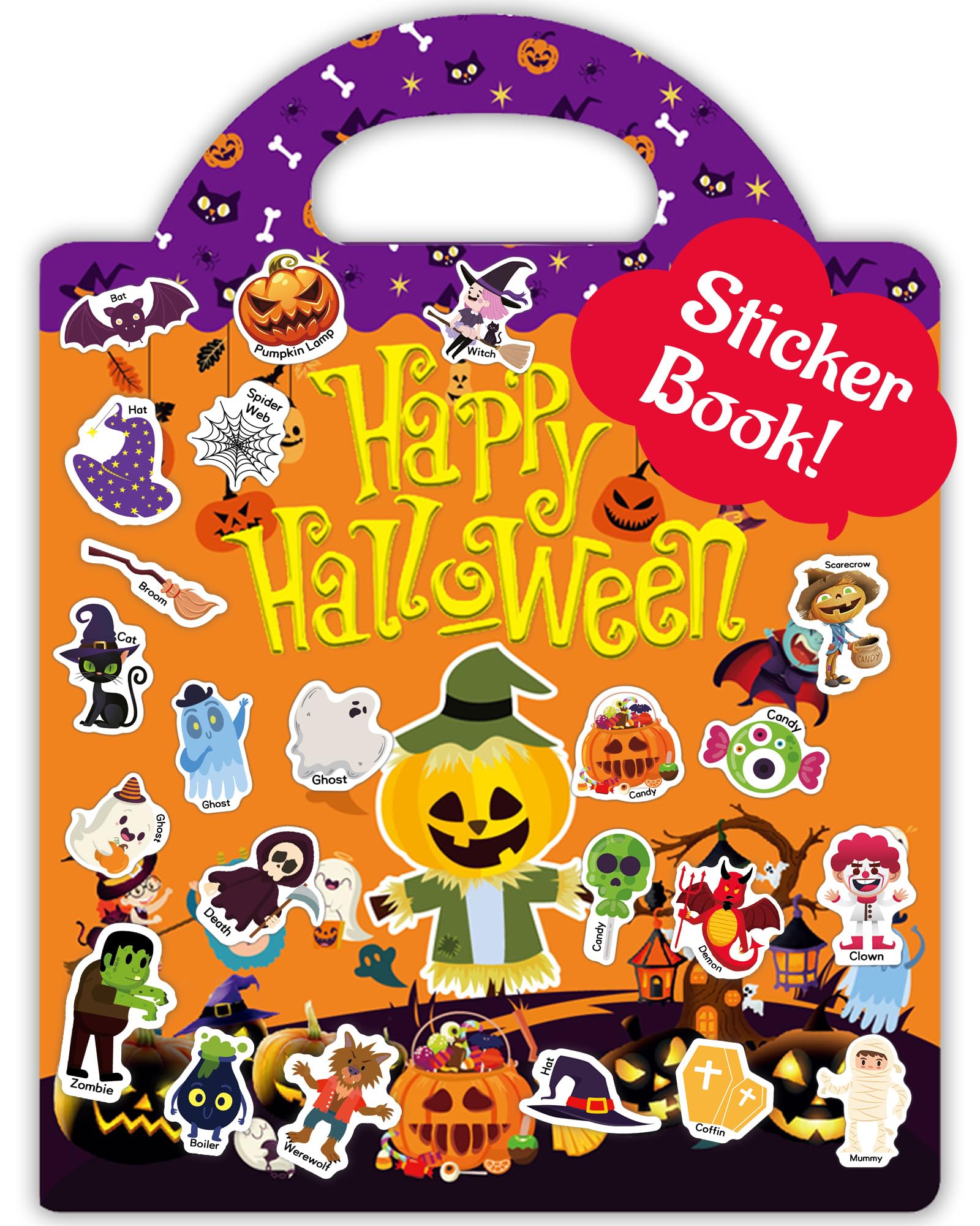 Halloween Sticker Books for Kids, Reusable Sticker Books for Toddlers, Halloween Travel Toys Acticities Crafts Birthday Gifts for Boys Girls Kids