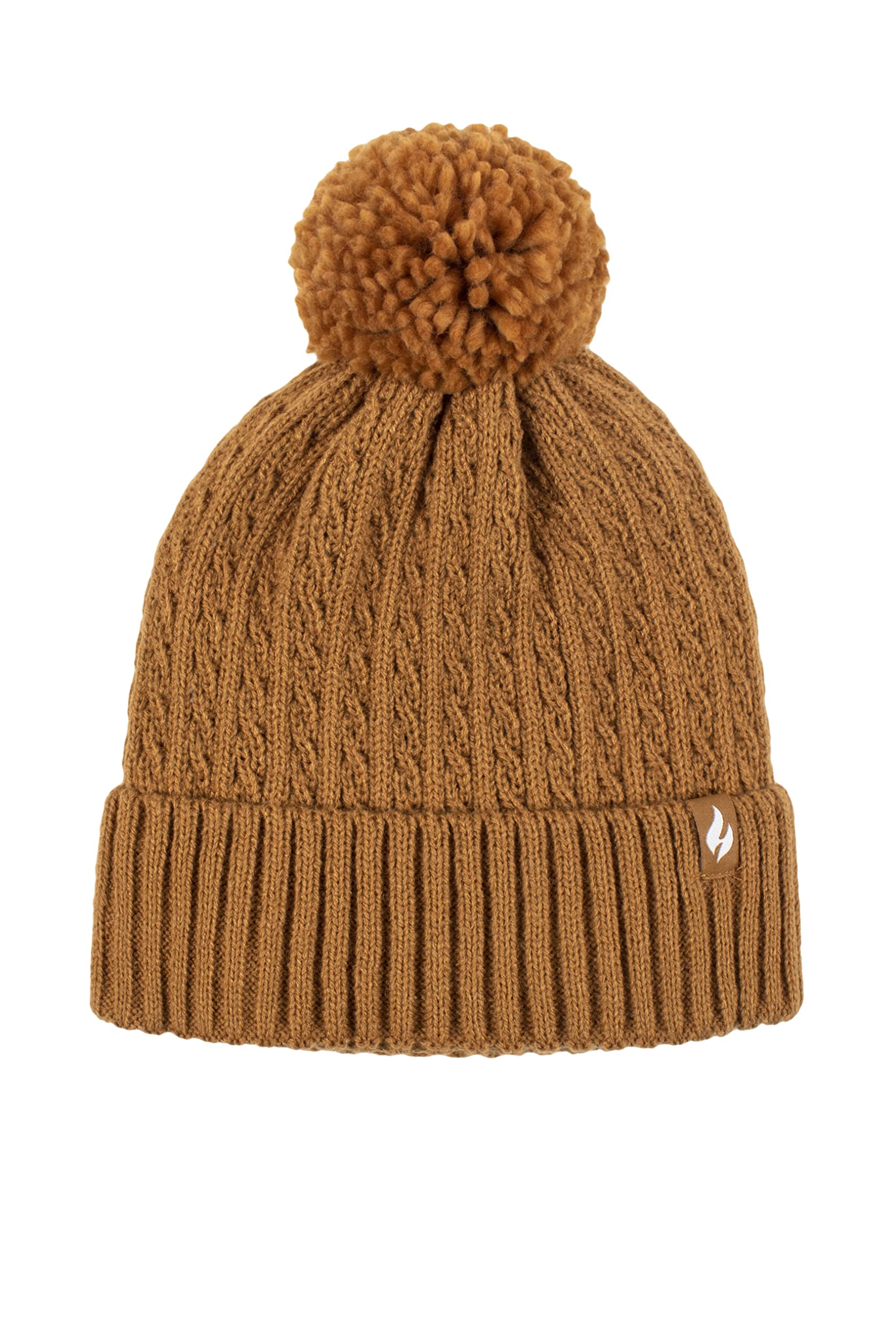 Heat Holders Women's Mustard Sockshop Ellery Cable Turnover Cuff Pom Pom Hat Pack Of 1 One Size