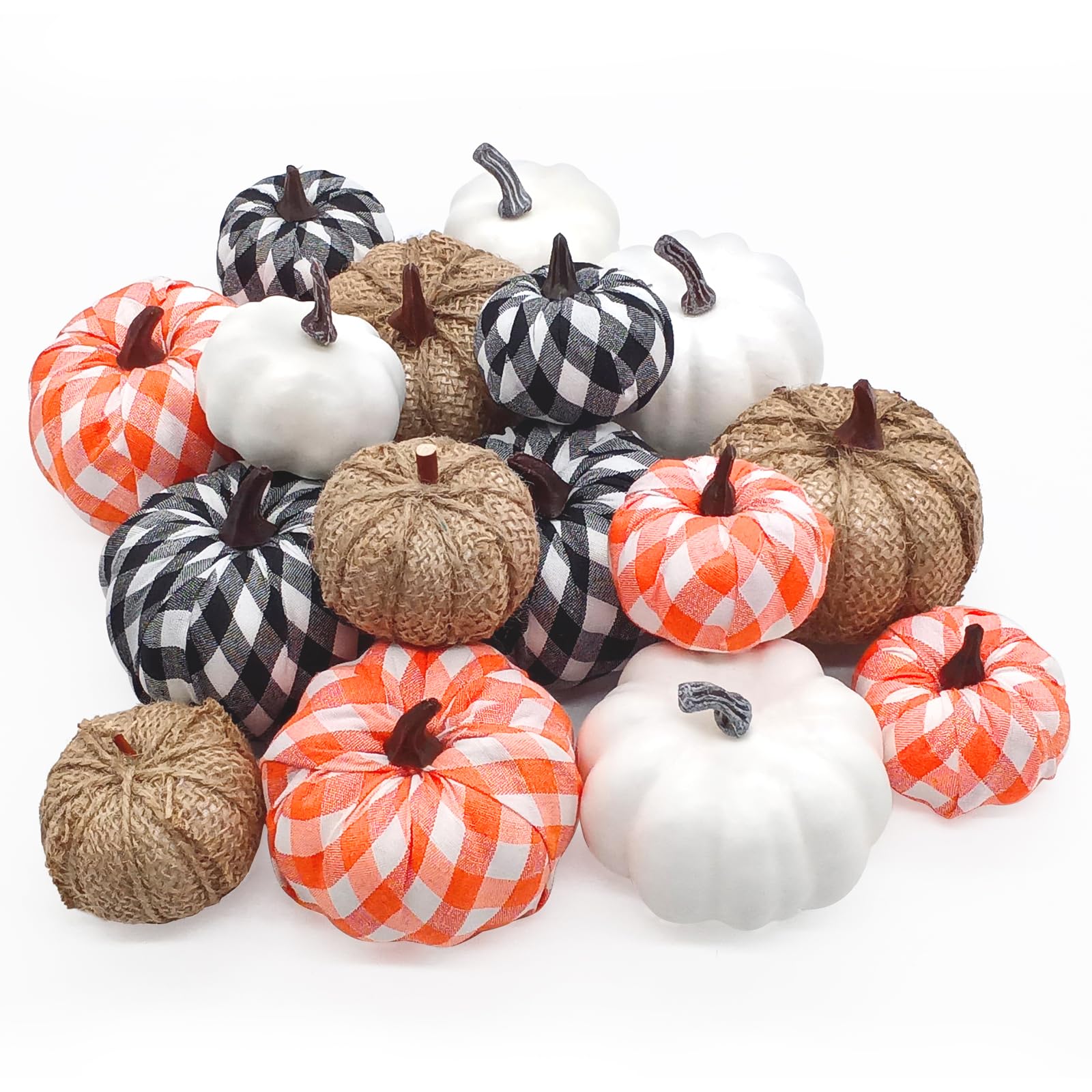 16-piece artificial fall pumpkin decor set in assorted sizes
