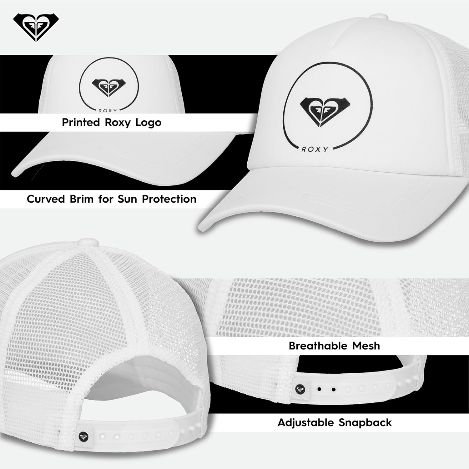 Roxy Women's Truckin Trucker Hat – Adjustable Summer Cap, Lightweight and Breathable with Mesh Back - Image 2