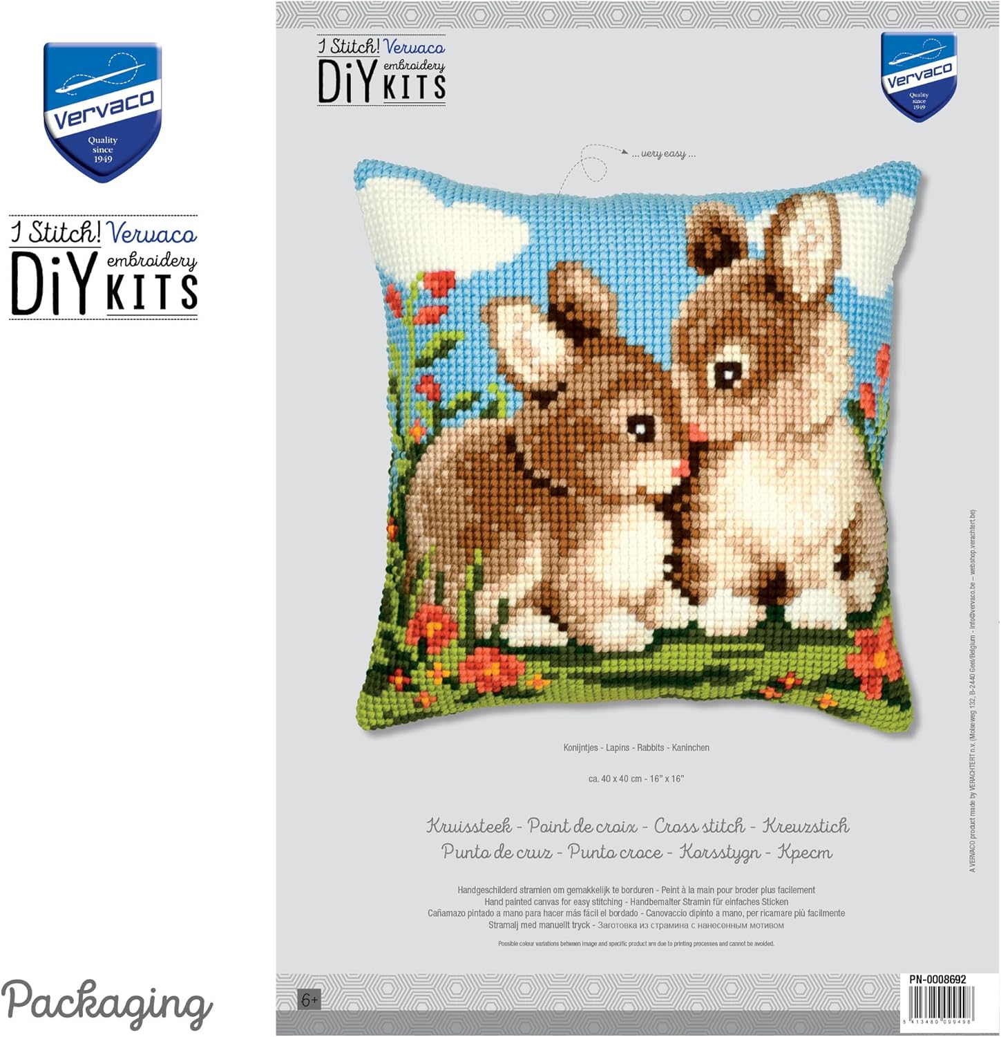 Vervaco Cross Stitch Cushion Kit (Rabbits)