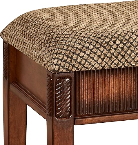 Miniatura 4 de Touch of Class Sarantino - Banco de tocador de cerezo natural, madera con diseños ornamentados, decoración de muebles de estilo victoriano