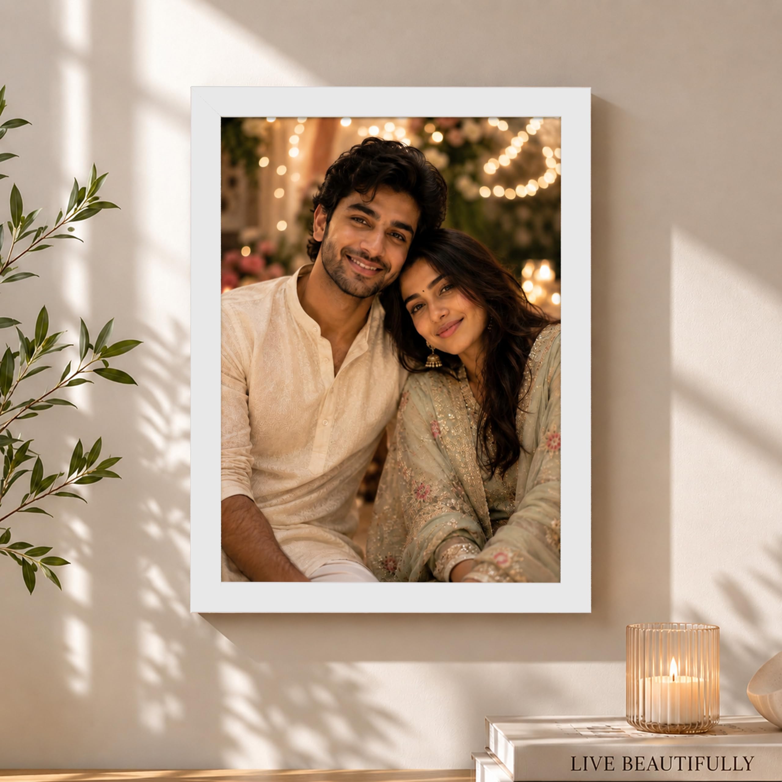 Art Street Table Photo Frame for Home and Office Wall Decoration (White, Size 8x12 Inch)