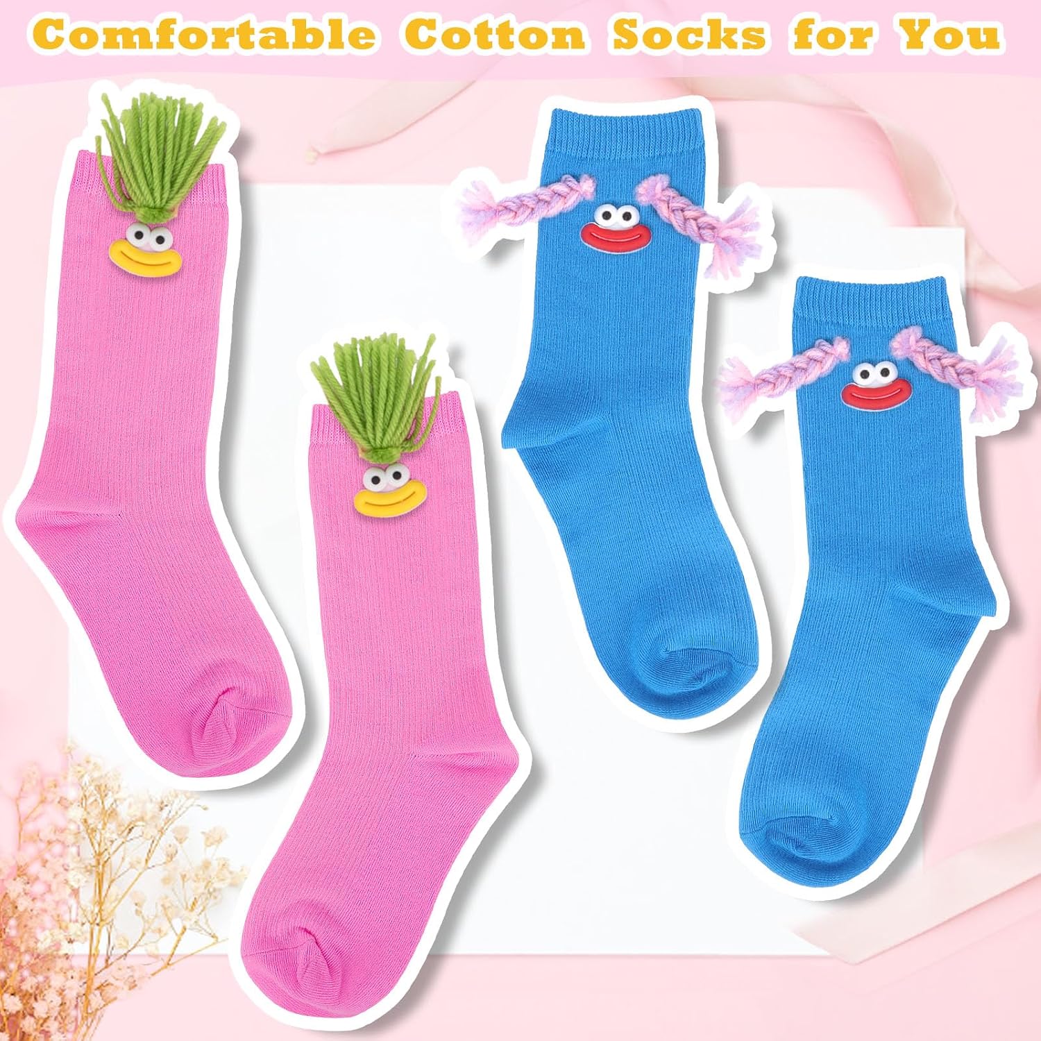 Crazy Sock for Kids - Funny Crazy Socks 2 Pairs Novelty Socks for Boys and Girls, Cartoon Cute Socks for Halloween Xmas Gifts
