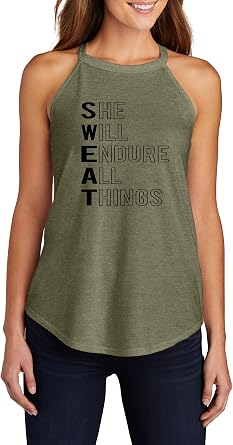 Comical Shirt Ladies Sweat She Will Endure All Things Rocker Tank Top