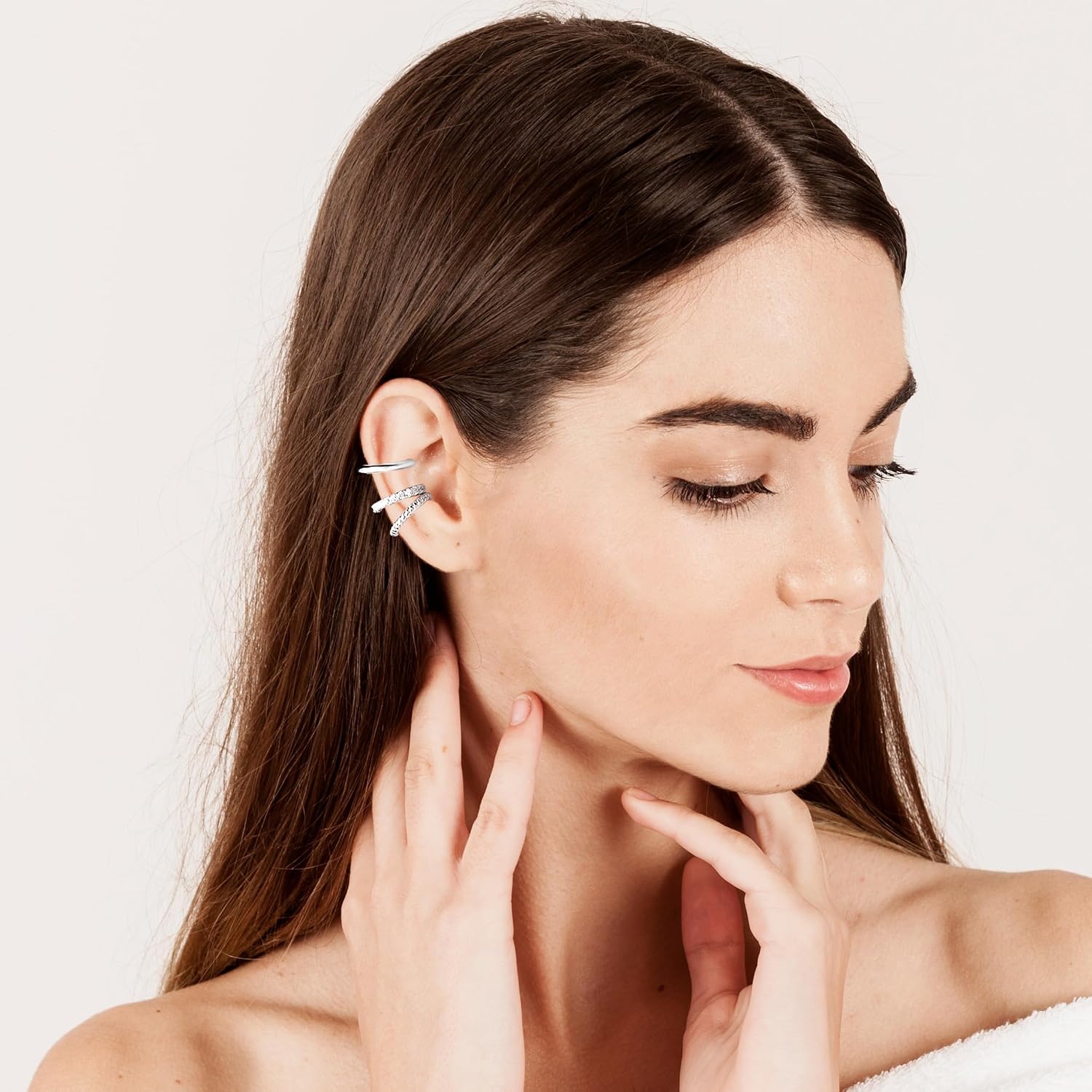 3 Pcs Ear Cuff Earrings For Women Non Piercing Gold Silver Clip On Cartilage Earrings CZ Hoops Ear Cartilage Small Minimalist Wrap Ear Clips Sets For Girls Jewelry Gifts