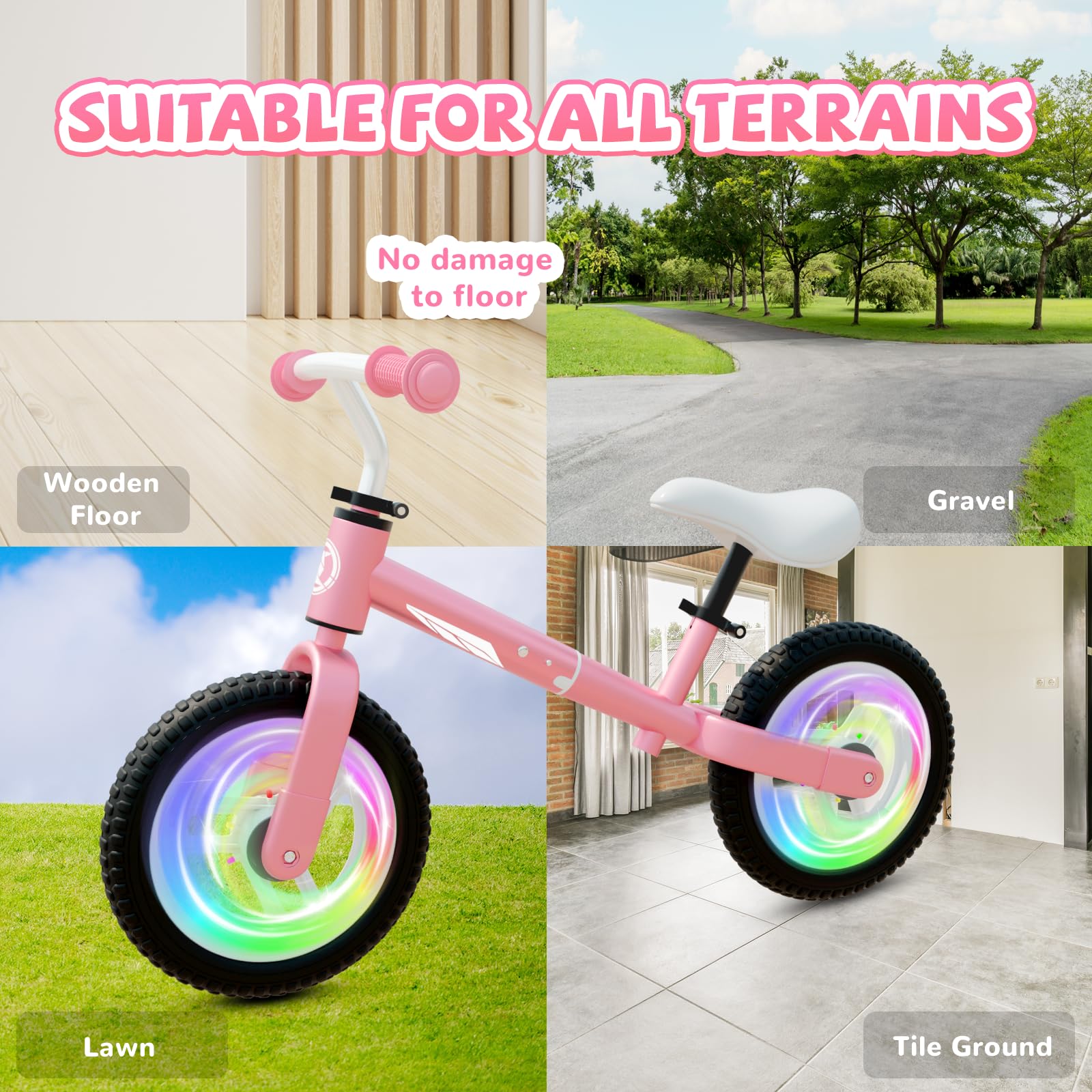Dromlag Bici Senza Pedali Per Bambini 1-2 Anni – Con Ruote LED Colorate, Telaio In Acciaio, Montaggio 5 Min