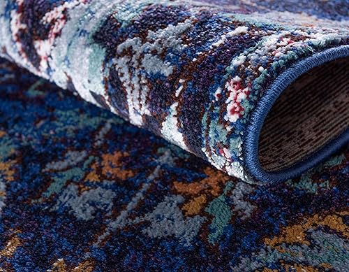 Miniatura 7 de Unique Loom Augustus Collection Area Rug-Assisi, 7' 0" x 7' 0", Light BlueTan