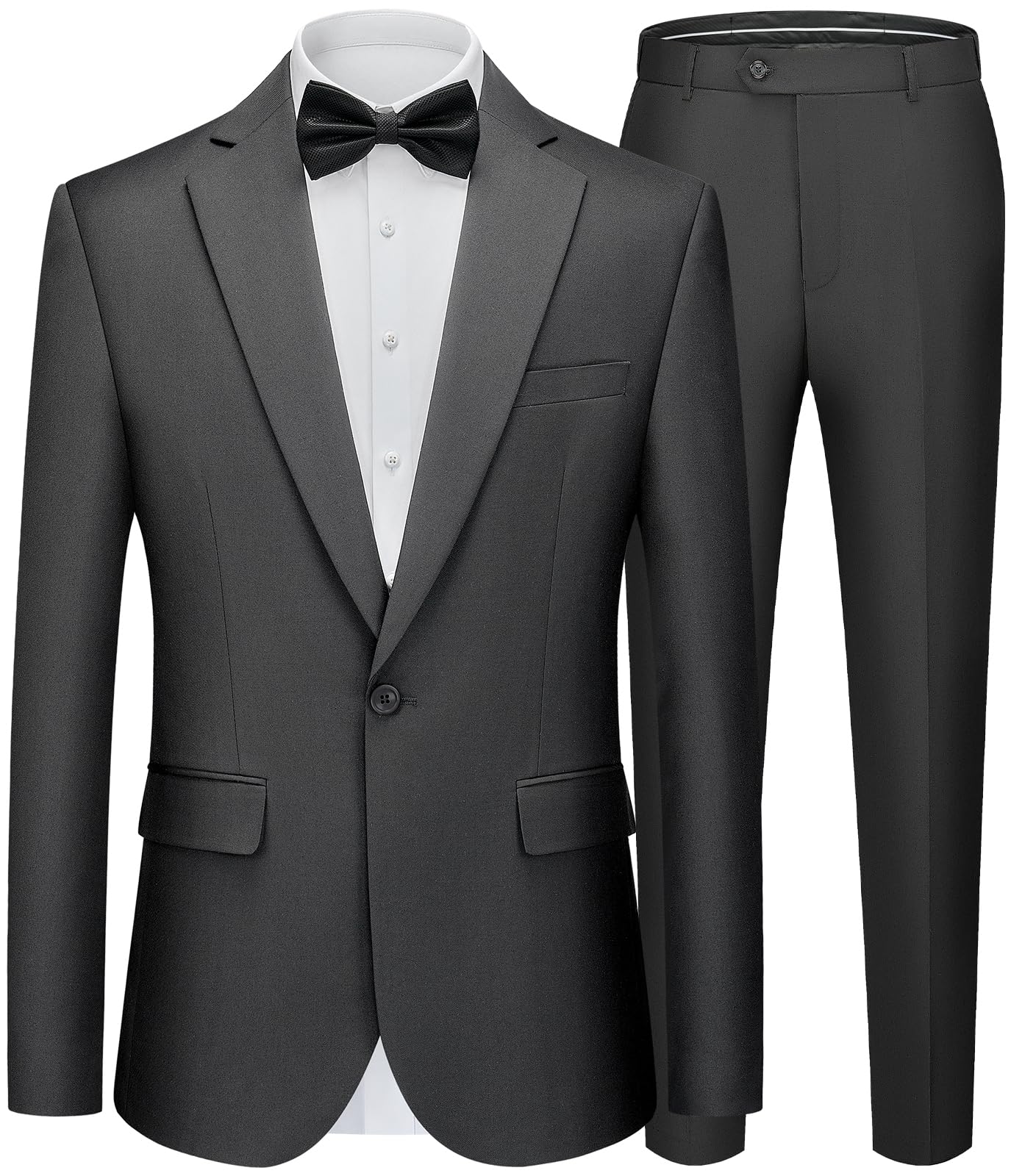 WEEN CHARM Men's Suits Slim Fit 2 Piece One Button Blazer Jacket Wedding Prom Tuxedo Pants Set
