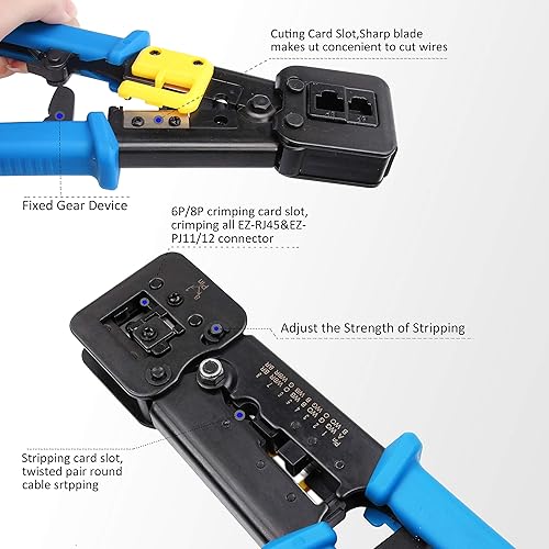 Miniatura 4 de Herramienta de crimpado de paso, herramienta de crimpado Yangoutool RJ45 y crimpadora de paso para conector RJ45RJ12 de paso regular y final