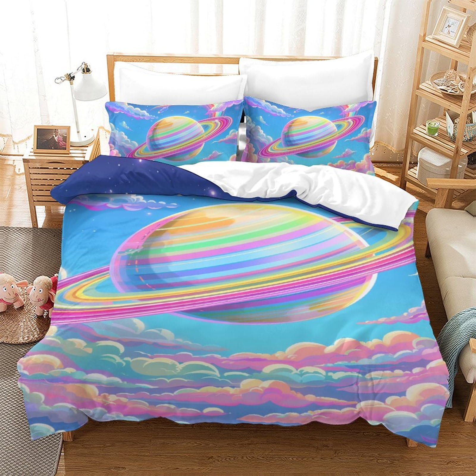 Housse de couette rainbow 140x200 parure de lit enfant microfibre housse de couette avec taie