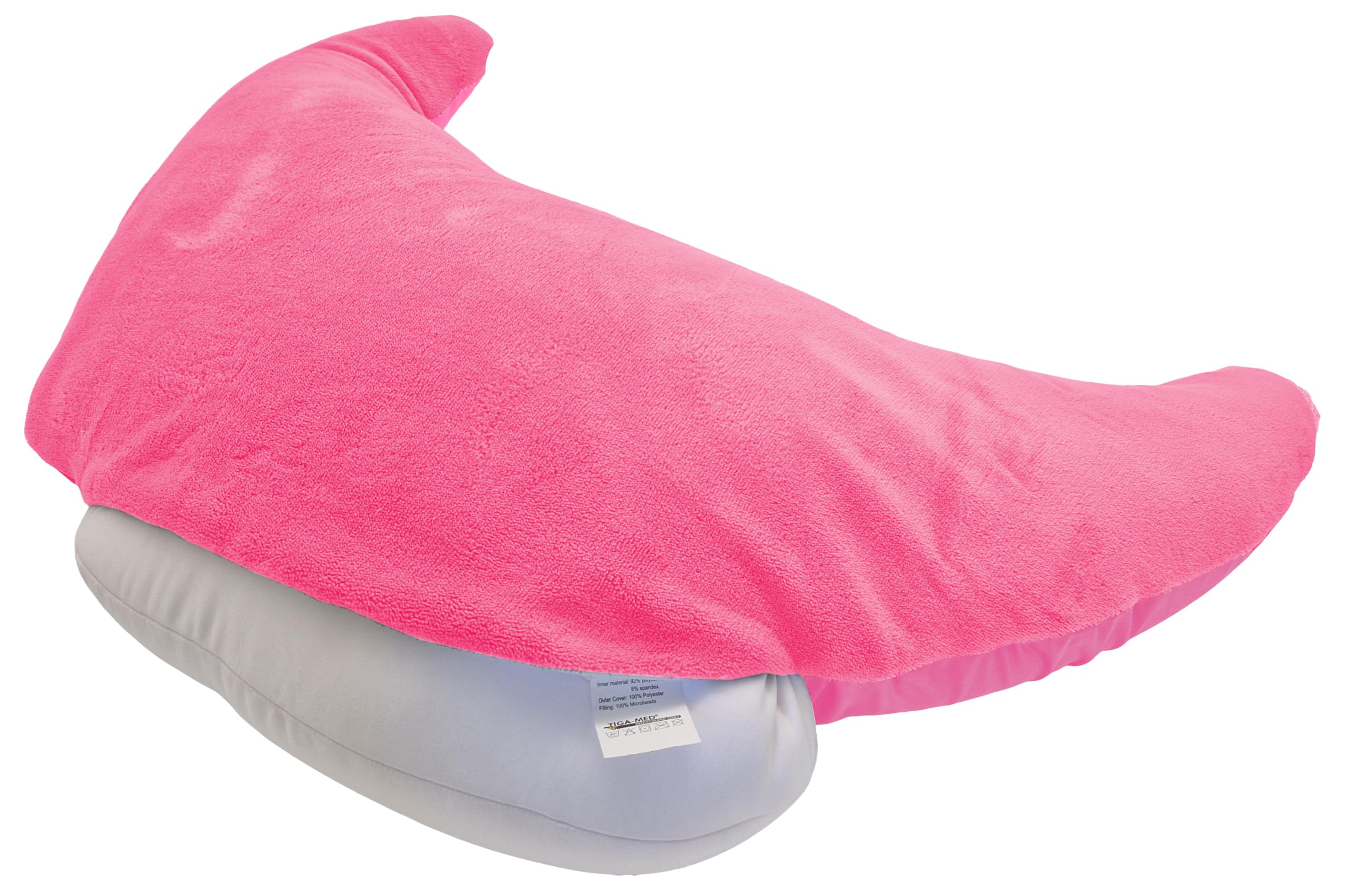 Tiga-Med Lot de 2 oreillers ergonomiques Tiga-Soft - En demi-lune - Avec microperles - Housse lavable séparément à 40 °C (2 x rose)
