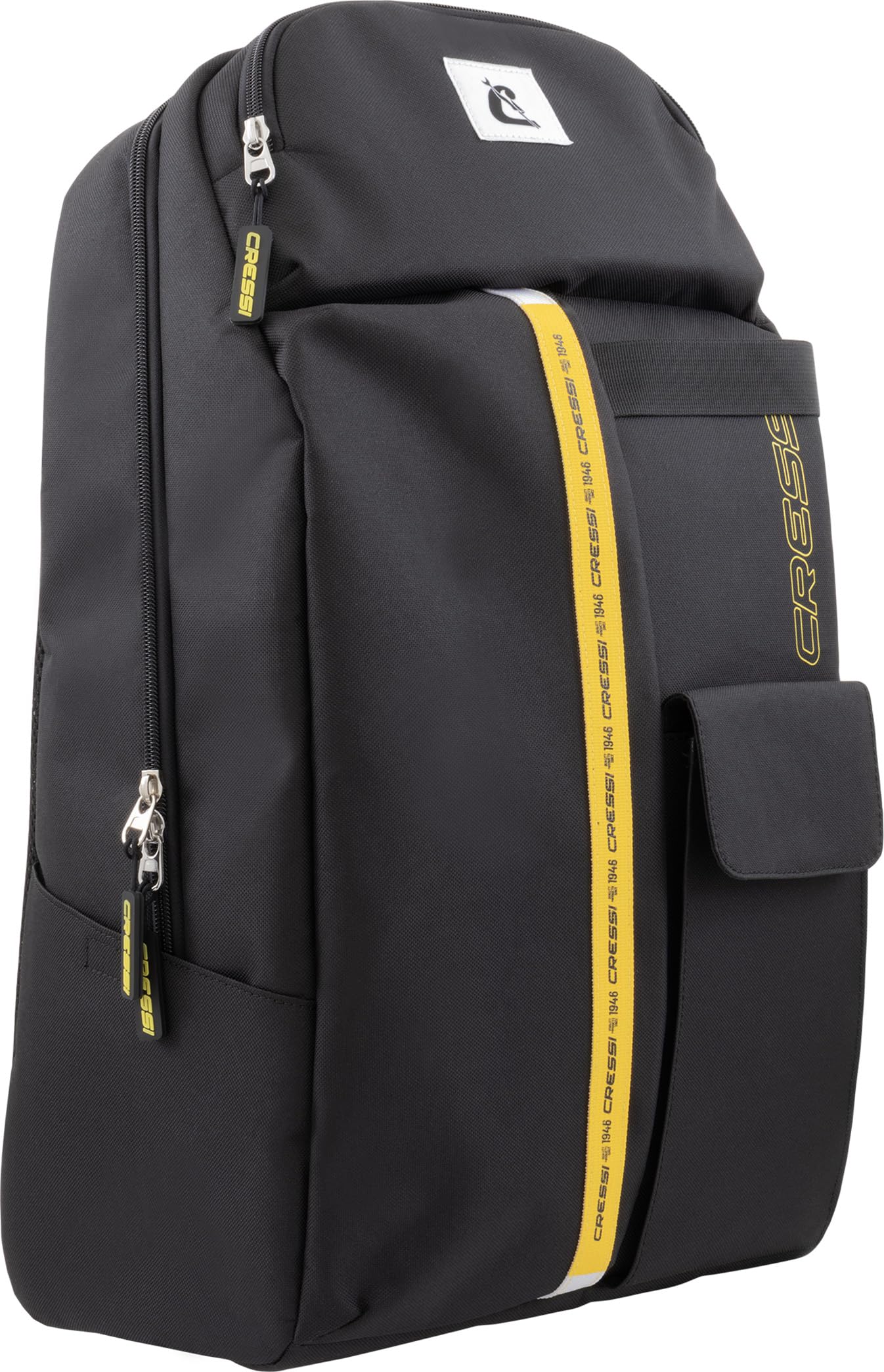 Cressi Depuis 1946-Leon Backpack-Sac à Dos Unisex Pratique et Fonctionnel Permet d'être Prêt à Tout, d'une Plongée Improvisée à Une Séance Rapide à la Salle de Sport ou à l'Étude, Noir/Jaune 22 L