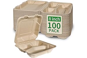 Compostable Bento Boxes with Lids (100 Pack)
