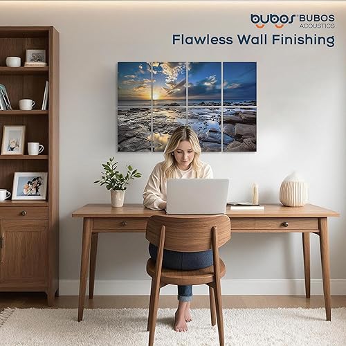 Miniatura 7 de BUBOS Paquete de 8 paneles acústicos artísticos autoadhesivos insonorizados, paneles de pared de 48 x 32 pulgadas, paneles de pared acústicos