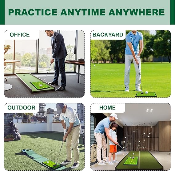 Golf Practice Mat with Swing Path Feedback – Heavy Duty Anti-Slip Rubber Base for Indoor/Outdoor Training | Portable Divot Board for Swing Analysis for Beginners, Adults & Kids