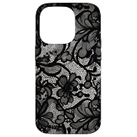 Motivo vintage pizzo nero Custodia per iPhone 14 Pro