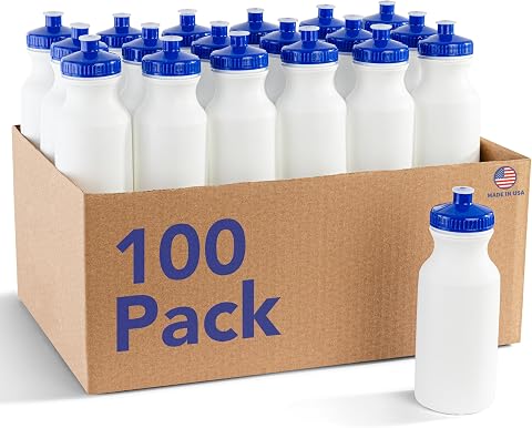 ZETY 20 oz White BPA-Free Water Bottles, 100 Pack